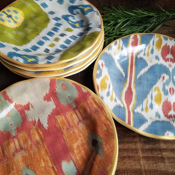 Pottery Barn Dining Pottery Barn Ikat Plate Green Blue Poshmark